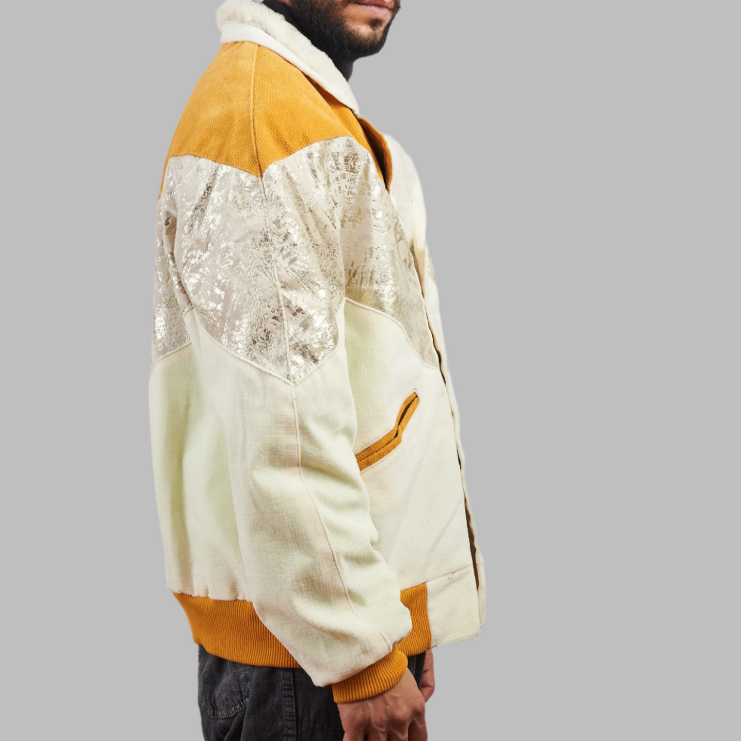 Mustard bomber jacket zabazar Jacket description Patchwork Aztec Navajo jacket, Hand Quilted Sustainable Jacket, Size L , Corduroy Bomber Jacket, Upcycled Aztec Jacket. 100% cotton Zabazar original one of a kind jackets aztec navajo retro 80's 90's coat