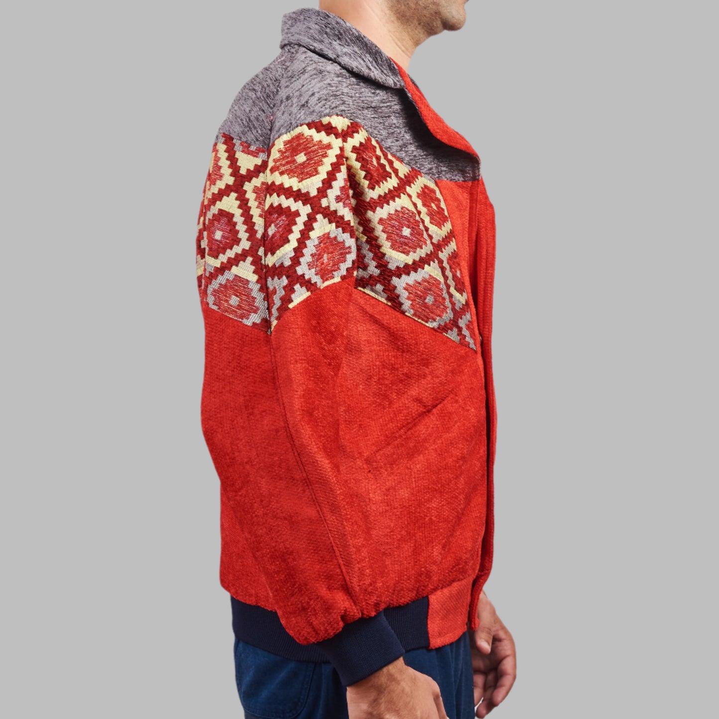 Zabazar Kilim Bomber Patchwork Jacket Patchwork Motifs pattern coat, Hand Quilted Sustainable jacket, Size L, Bomber Jacket, Upcycled vintage Jacket. 100% cotton one of a kind Original Zabazar Product.