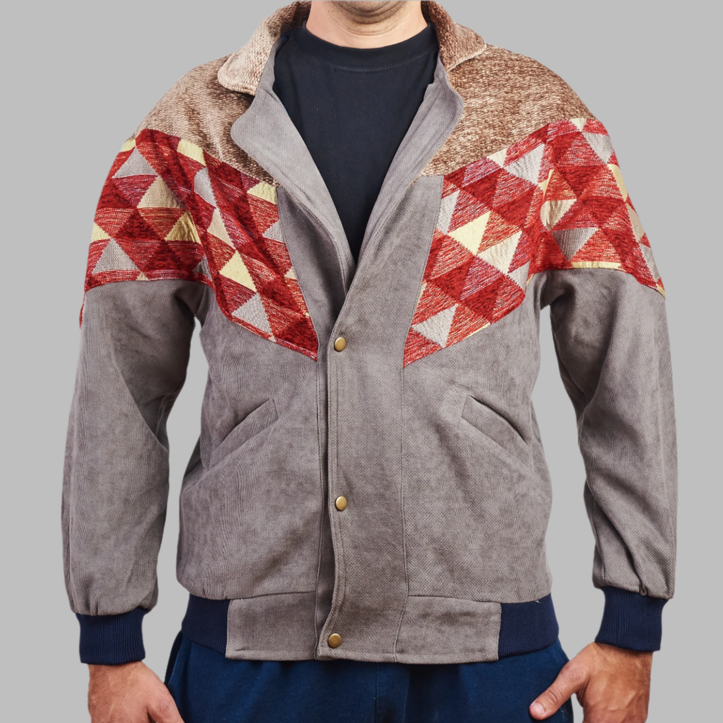 Zabazar Kilim Bomber Patchwork Jacket Patchwork Motifs pattern coat, Hand Quilted Sustainable jacket, Size L, Bomber Jacket, Upcycled vintage Jacket. 100% cotton one of a kind Original Zabazar Product. 