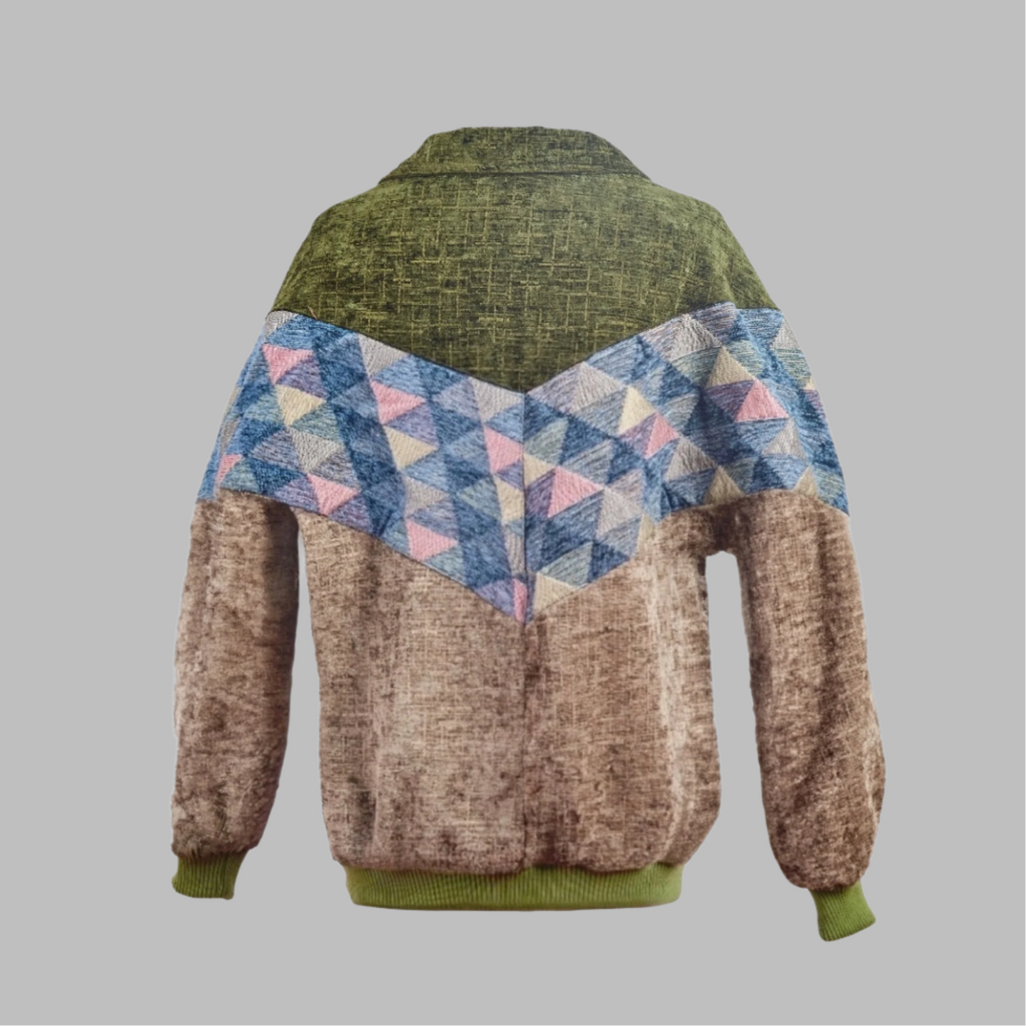 Kilim Bomber Patchwork Jacket Zabazar Jacket description Patchwork Motifs pattern coat, Hand Quilted Sustainable Jacket, Size L , Bomber Jacket, Upcycled vintage Jacket. 100% cotton one of a kind Original Zabazar Product.