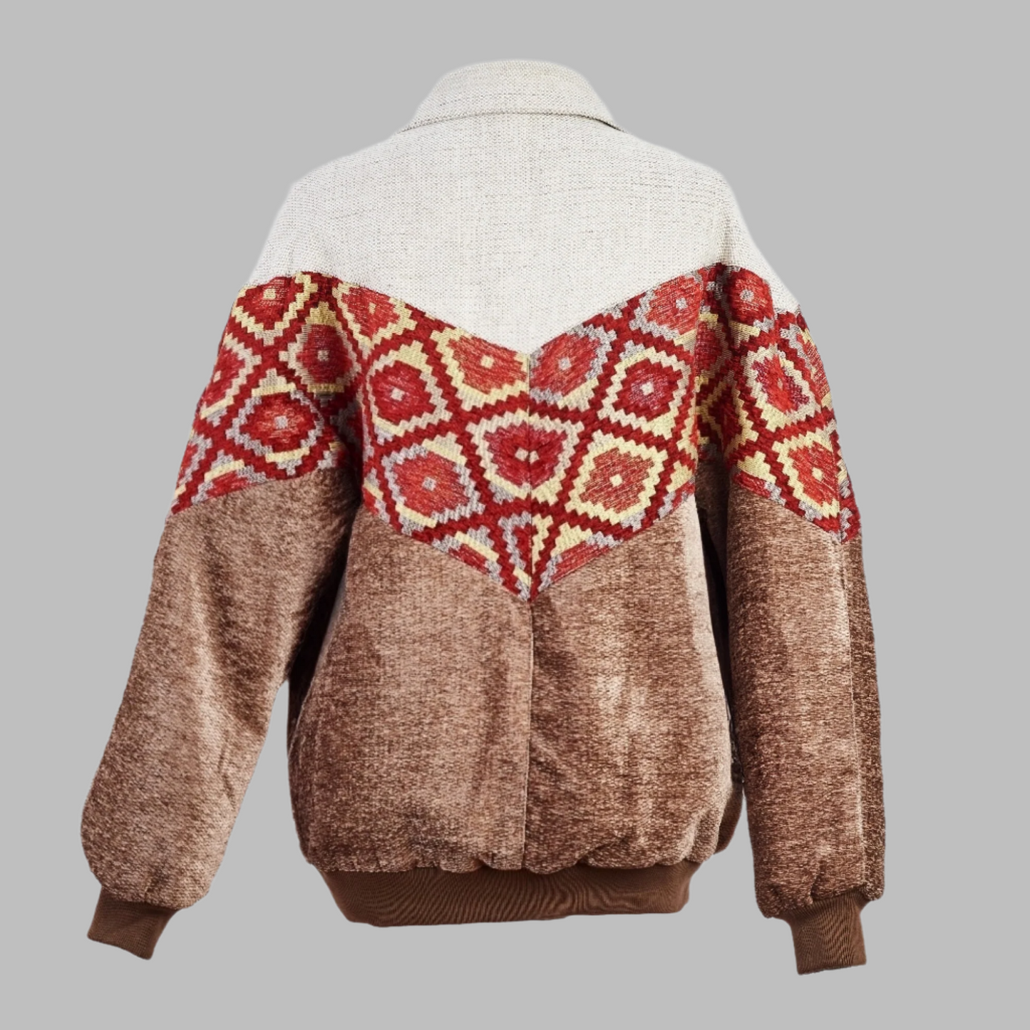 Zabazar Kilim Bomber Patchwork Jacket Patchwork Motifs pattern coat, Hand Quilted Sustainable jacket, Size L, Bomber Jacket, Upcycled vintage Jacket. 100% cotton one of a kind Original Zabazar Product.