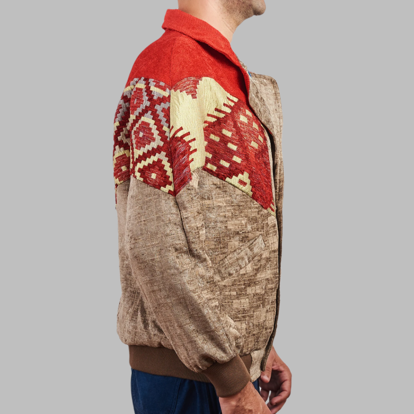 Burdock bomber jacket Jacket description Patchwork Aztec Navajo jacket, Hand Quilted Sustainable Jacket, Size L , Corduroy Bomber Jacket, Upcycled Aztec Jacket. 100% cotton Zabazar original one of a kind jackets aztec navajo retro 80's 90's coat