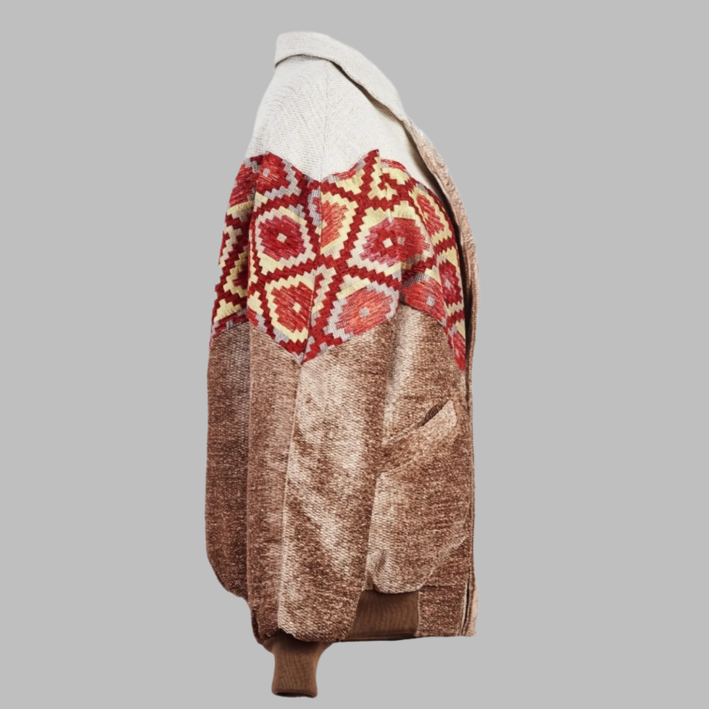 Zabazar Kilim Bomber Patchwork Jacket Patchwork Motifs pattern coat, Hand Quilted Sustainable jacket, Size L, Bomber Jacket, Upcycled vintage Jacket. 100% cotton one of a kind Original Zabazar Product.