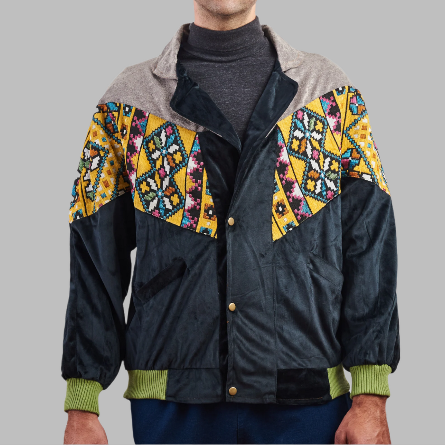 Kilim Bomber Patchwork Jacket  Zabazar Jacket description Patchwork Kilim pattern jacket, Hand Quilted Sustainable Jacket, Size L , Bomber Jacket, Upcycled vintage Jacket. 100% cotton one of a kind Original Zabazar Product.