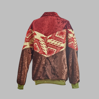 Kilim Bomber Patchwork Jacket Zabazar Jacket description Patchwork Motifs pattern coat, Hand Quilted Sustainable Jacket, Size L , Bomber Jacket, Upcycled vintage Jacket. 100% cotton one of a kind Original Zabazar Product.