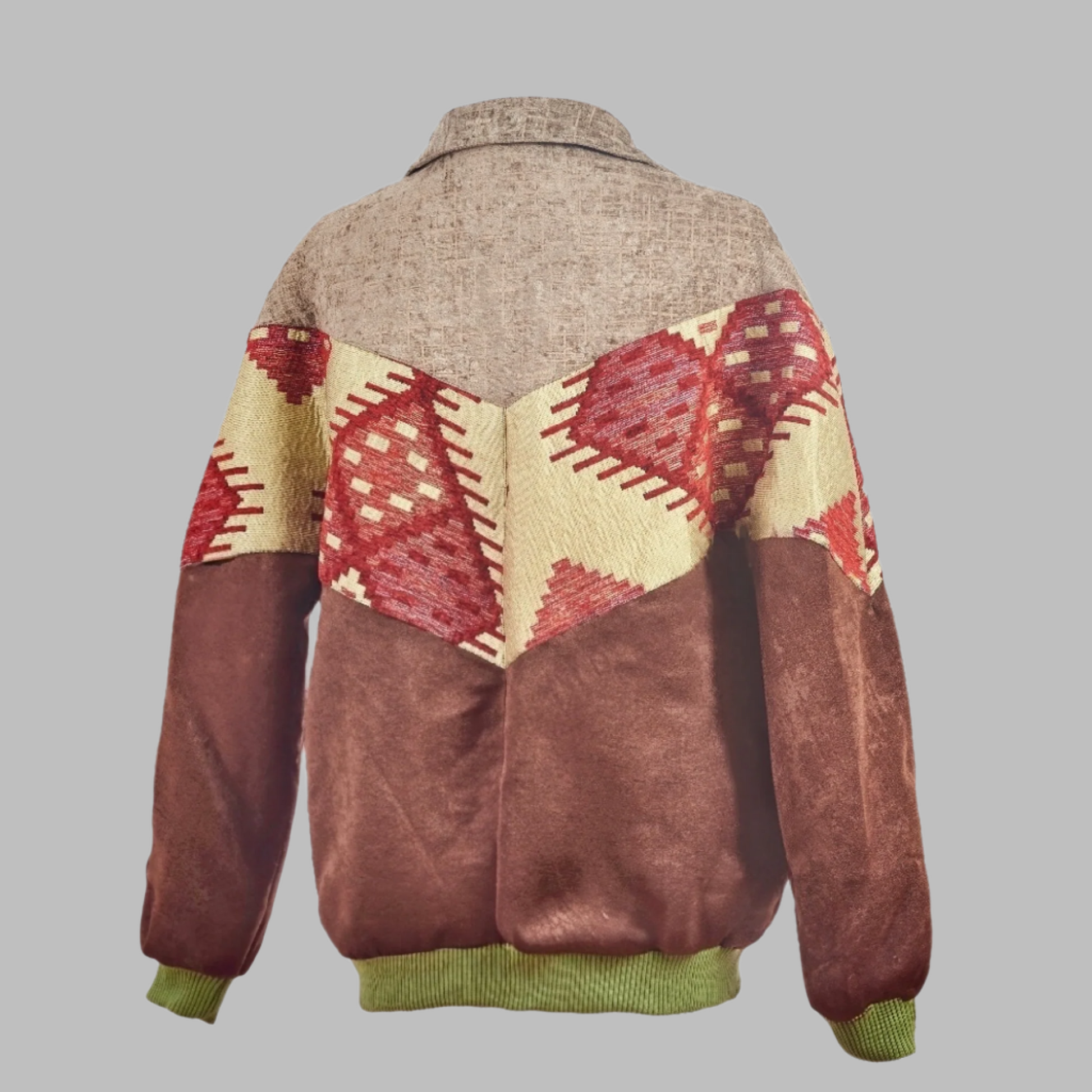 Kilim Bomber Patchwork Jacket Zabazar Jacket description Patchwork Motifs pattern coat, Hand Quilted Sustainable Jacket, Size L , Bomber Jacket, Upcycled vintage Jacket. 100% cotton one of a kind Original Zabazar Product.