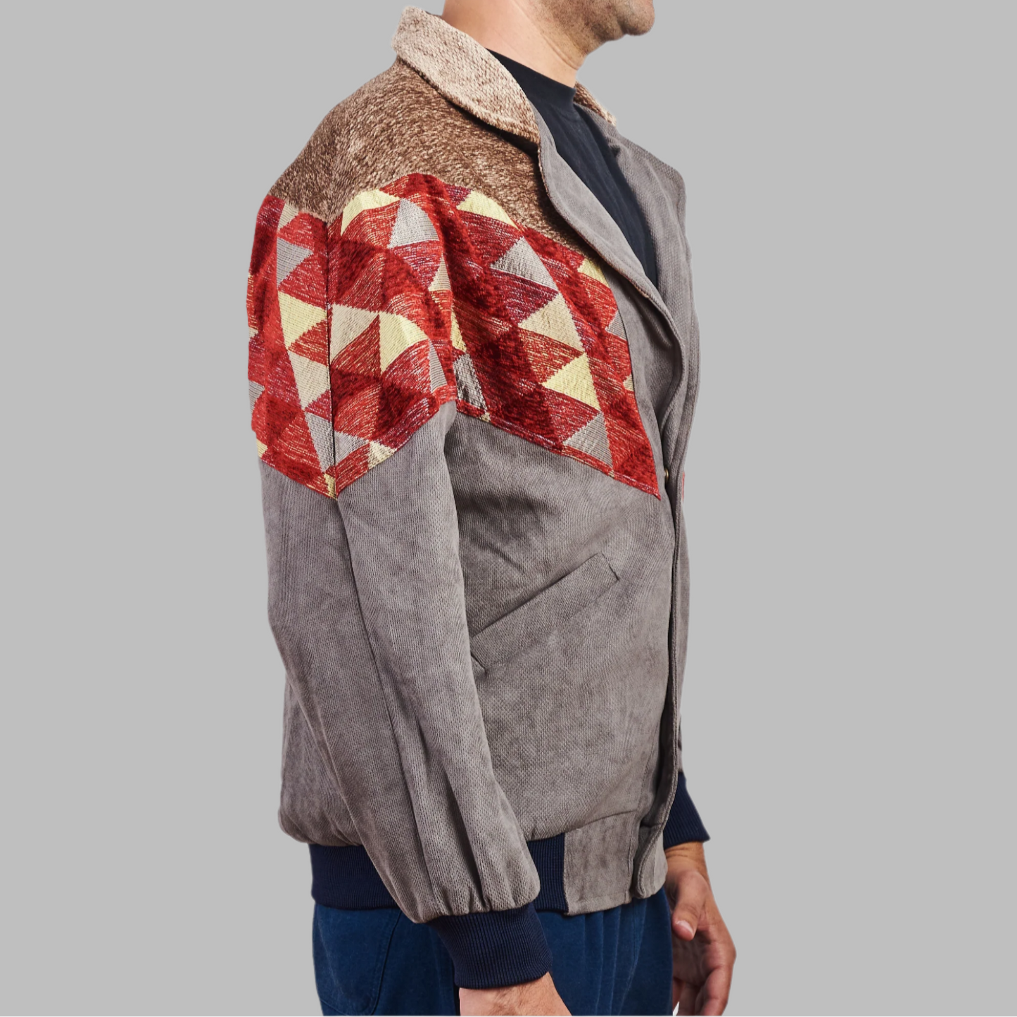 Zabazar Kilim Bomber Patchwork Jacket Patchwork Motifs pattern coat, Hand Quilted Sustainable jacket, Size L, Bomber Jacket, Upcycled vintage Jacket. 100% cotton one of a kind Original Zabazar Product.