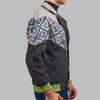 Kilim Bomber Jacket Dark Grey Jacket description Patchwork Aztec Navajo jacket, Hand Quilted Sustainable Jacket, Size L , Corduroy Bomber Jacket, Upcycled Aztec Jacket. 100% cotton Zabazar original one of a kind jackets aztec navajo retro 80's 90's coat