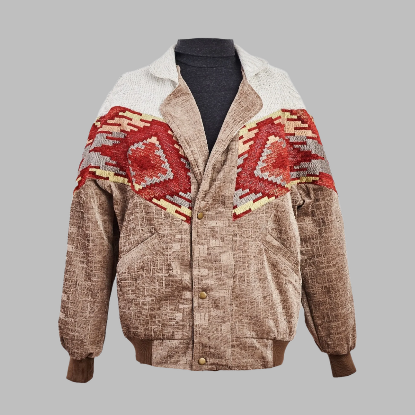 Zabazar Kilim Bomber Patchwork Jacket Patchwork Motifs pattern coat, Hand Quilted Sustainable jacket, Size L, Bomber Jacket, Upcycled vintage Jacket. 100% cotton one of a kind Original Zabazar Product.