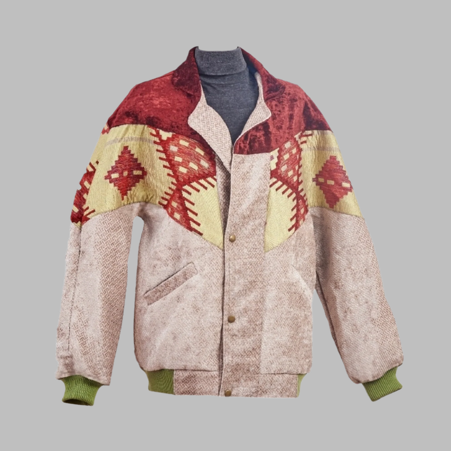 Kilim Bomber Patchwork Jacket – ZABAZAR Kilim Bomber Patchwork Jacket – ZABAZAR