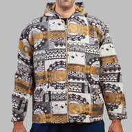 Experience a Unique blend of Heritage and Streetwear with the Eastern Majesty Zip Top Hoodie. Crafted from authentic 80s and 90s vintage fabrics, this 100% cotton hoodie offers a premium feel with a soft napped interior for extra warmth. Designed for a relaxed, oversized fit, it’s available in size L , making it a versatile addition to any wardrobe.