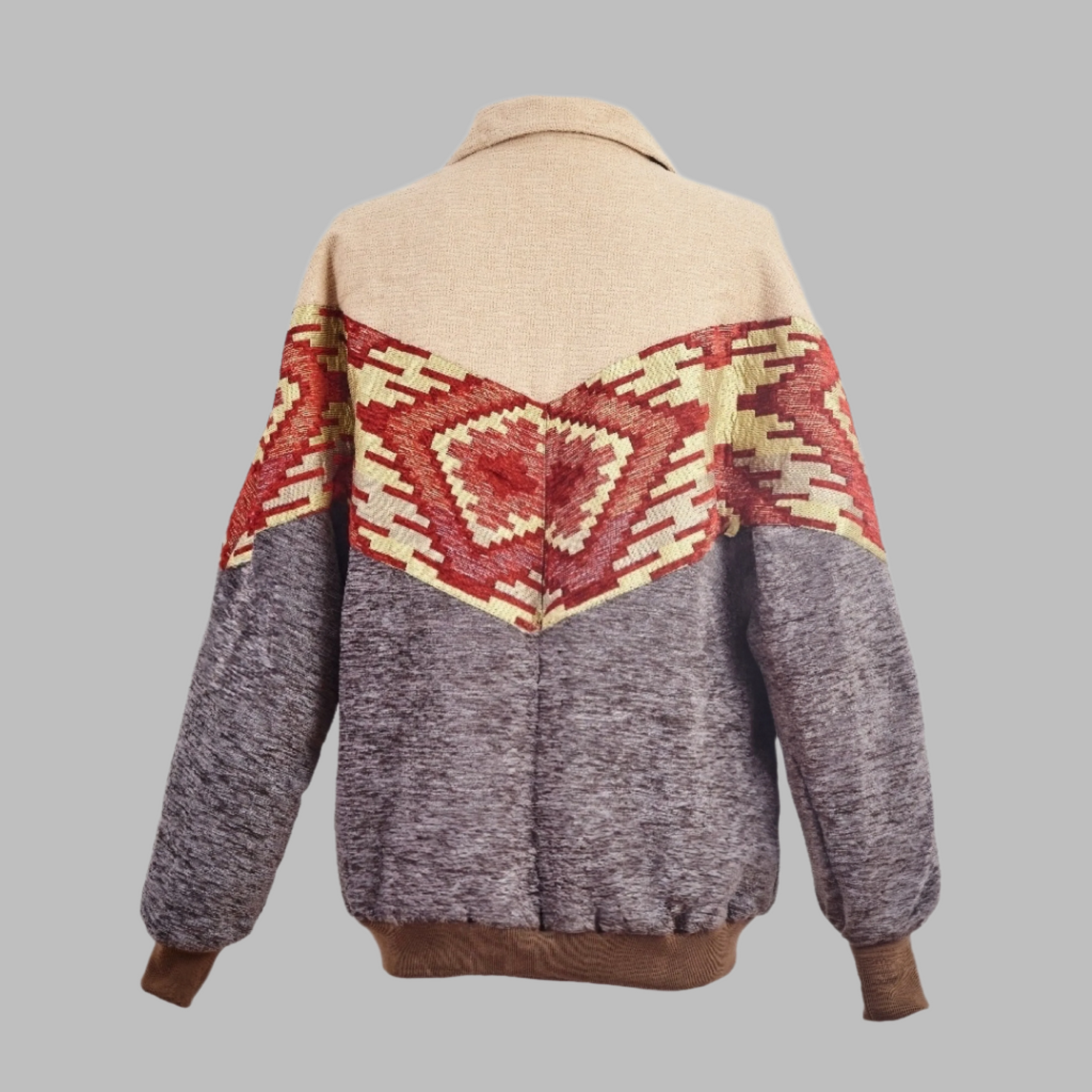 Kilim Bomber Patchwork Jacket Zabazar Jacket description Patchwork Motifs pattern coat, Hand Quilted Sustainable Jacket, Size L , Bomber Jacket, Upcycled vintage Jacket. 100% cotton one of a kind Original Zabazar Product.