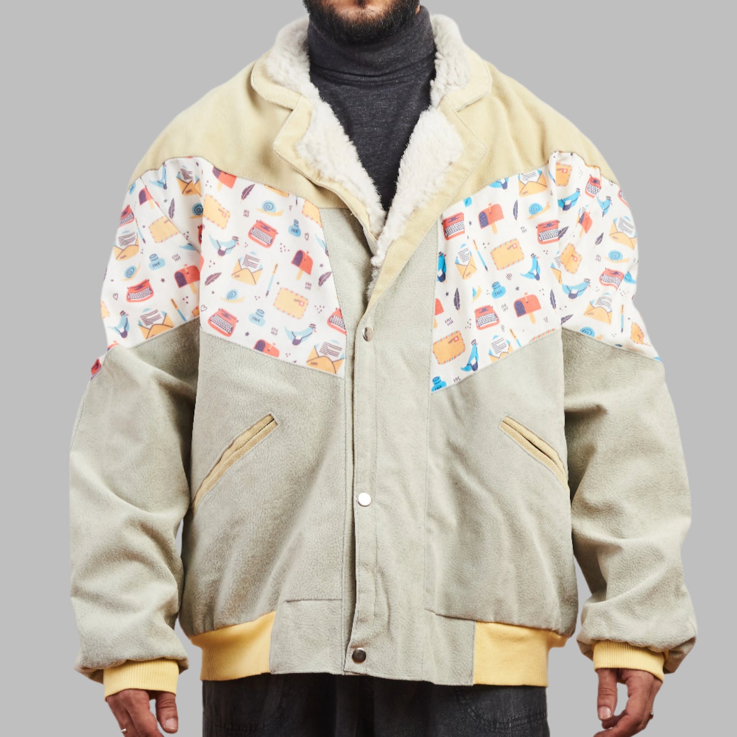 Zabazar Kilim Bomber Patchwork Jacket Patchwork Motifs pattern coat, Hand Quilted Sustainable jacket, Size L, Bomber Jacket, Upcycled vintage Jacket. 100% cotton one of a kind Original Zabazar Product.