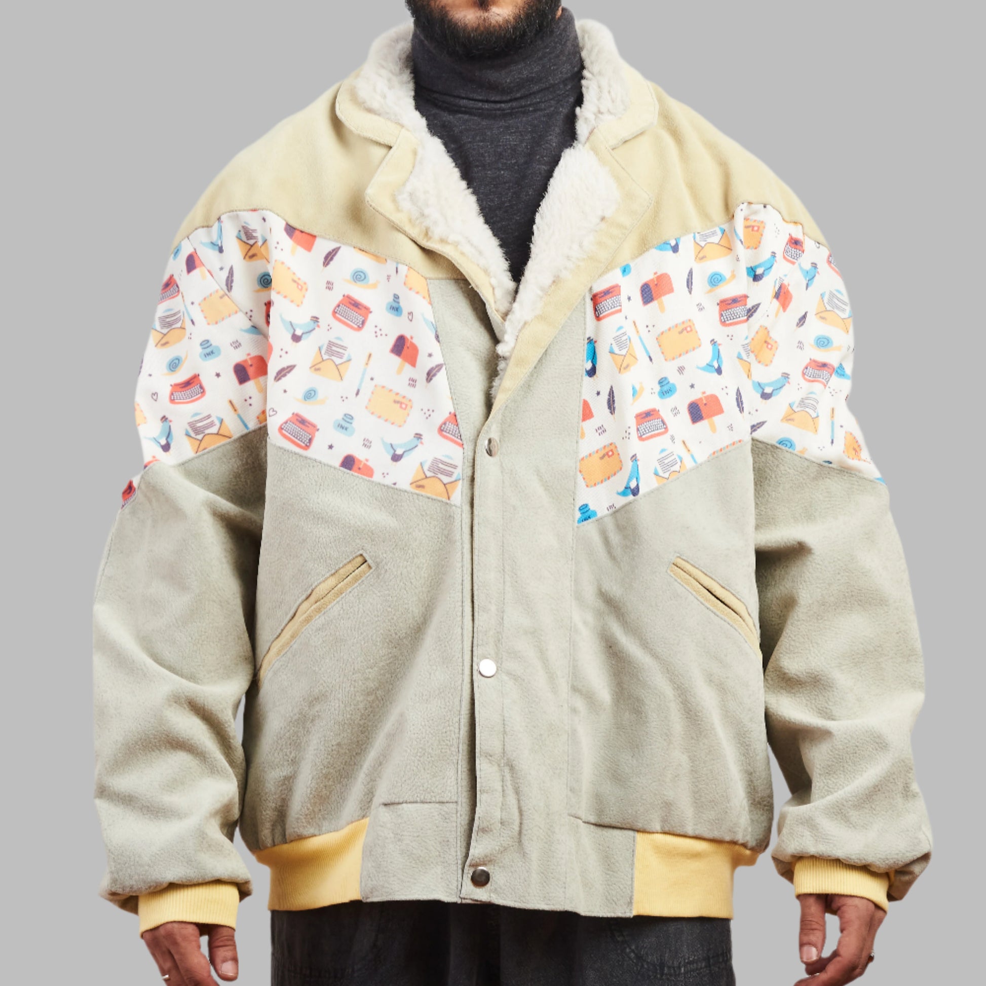 Zabazar Kilim Bomber Patchwork Jacket Patchwork Motifs pattern coat, Hand Quilted Sustainable jacket, Size L, Bomber Jacket, Upcycled vintage Jacket. 100% cotton one of a kind Original Zabazar Product.