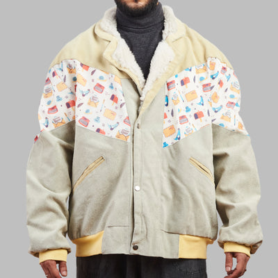 Zabazar Kilim Bomber Patchwork Jacket Patchwork Motifs pattern coat, Hand Quilted Sustainable jacket, Size L, Bomber Jacket, Upcycled vintage Jacket. 100% cotton one of a kind Original Zabazar Product.