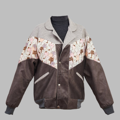 Zabazar Kilim Bomber Patchwork Jacket Patchwork Motifs pattern coat, Hand Quilted Sustainable jacket, Size L, Bomber Jacket, Upcycled vintage Jacket. 100% cotton one of a kind Original Zabazar Product.