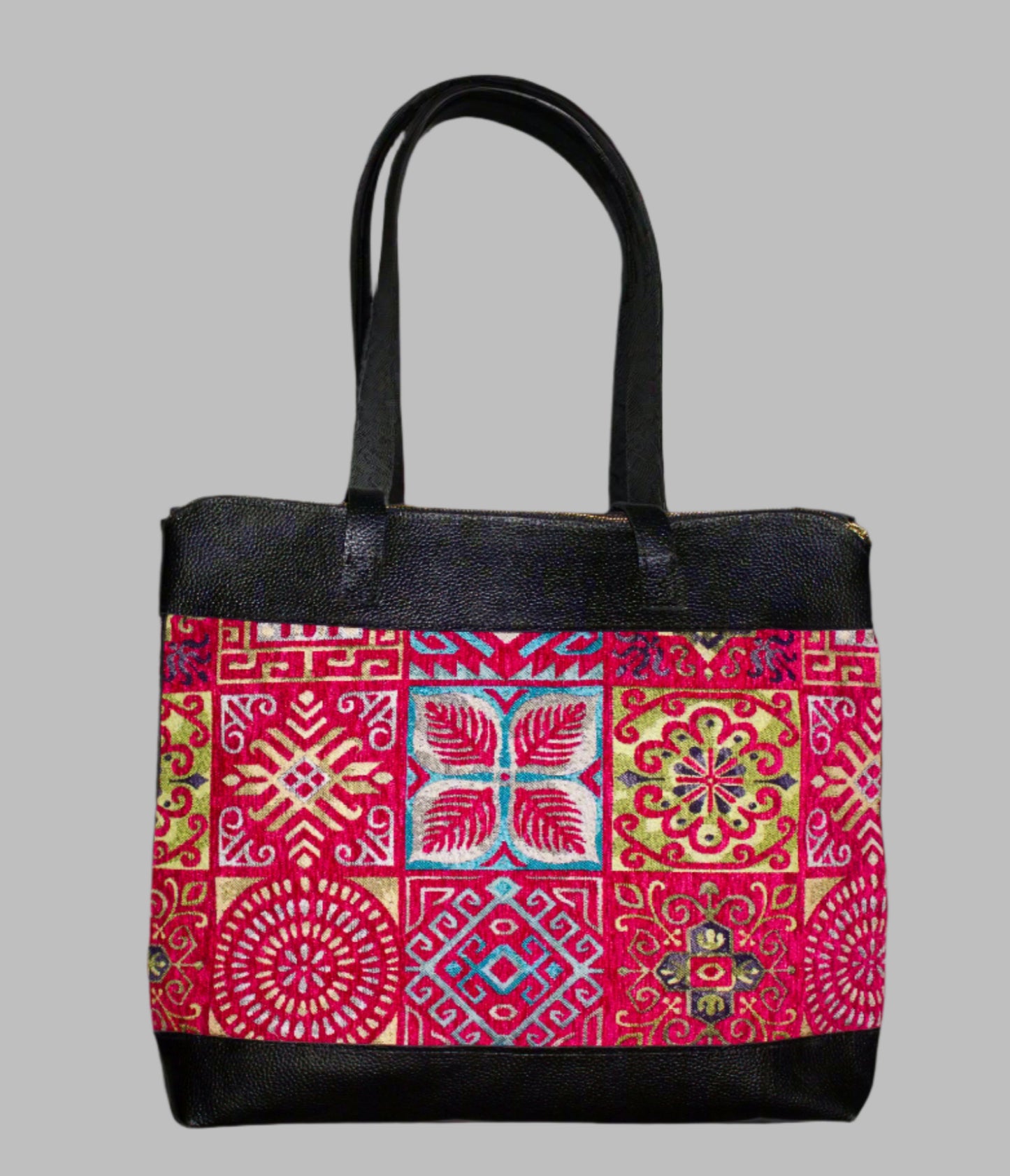 Weekend Kilim Genuine Leather Bag XL size is Handcrafted in Old Cairo, Egypt, This bag is one of a kind  masterpiece, made from vintage fabrics and genuine leather to embody the essence of sustainable luxury.a gift to the world of Ancient craftsmanship meeting modern functionality. A statement of creativity, cultural awareness and limitless style.