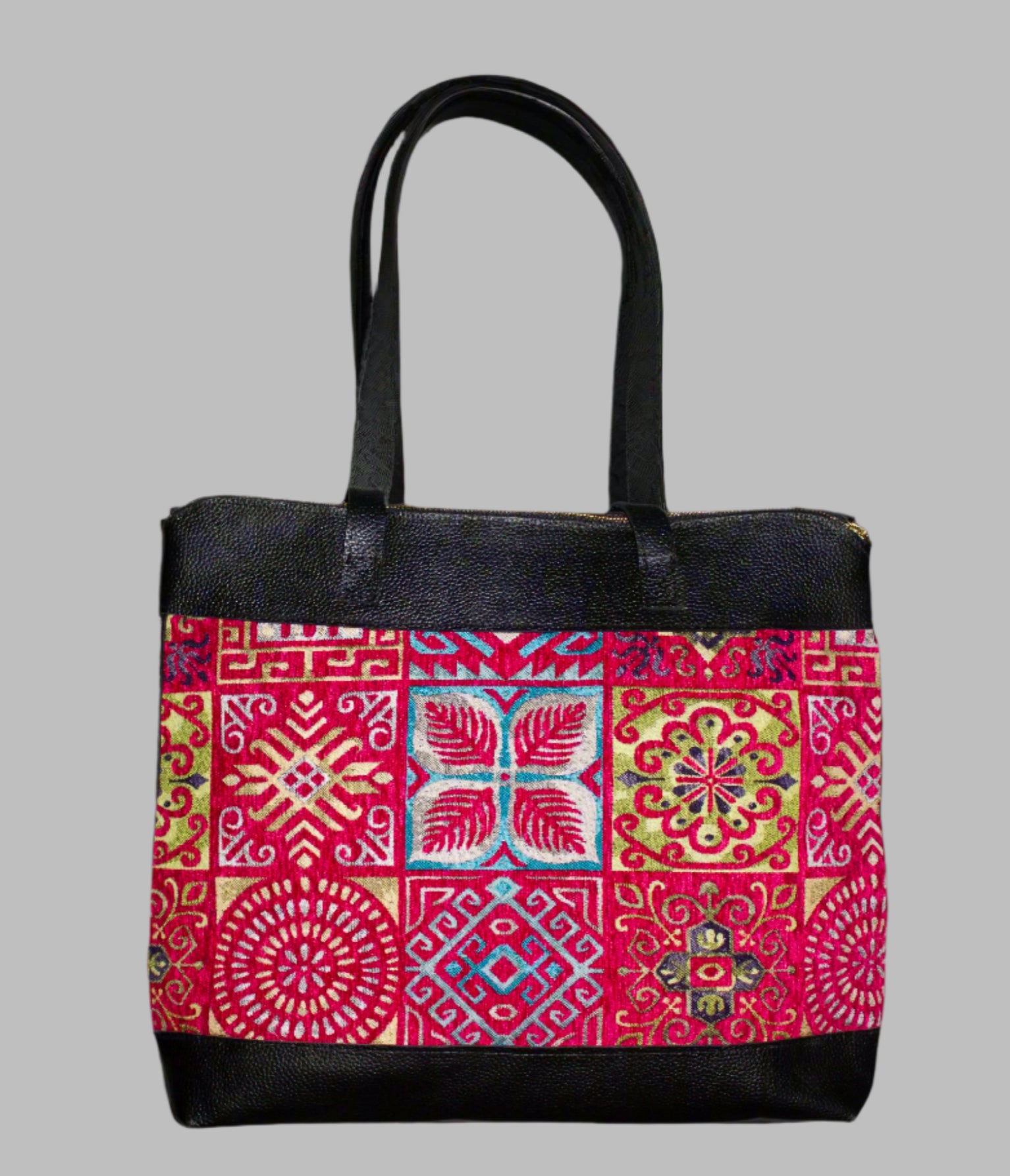 Weekend Kilim Genuine Leather Bag XL size is Handcrafted in Old Cairo, Egypt, This bag is one of a kind  masterpiece, made from vintage fabrics and genuine leather to embody the essence of sustainable luxury.a gift to the world of Ancient craftsmanship meeting modern functionality. A statement of creativity, cultural awareness and limitless style.