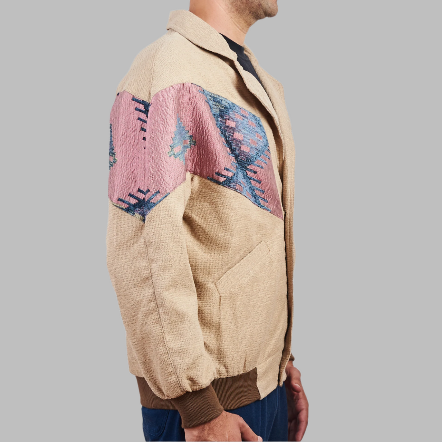 Kilim Bomber Patchwork Jacket Zabazar Jacket description Patchwork Motifs pattern coat, Hand Quilted Sustainable Jacket, Size L, Bomber Jacket, Upcycled vintage Jacket. 100% cotton one of a kind Original Zabazar Product.