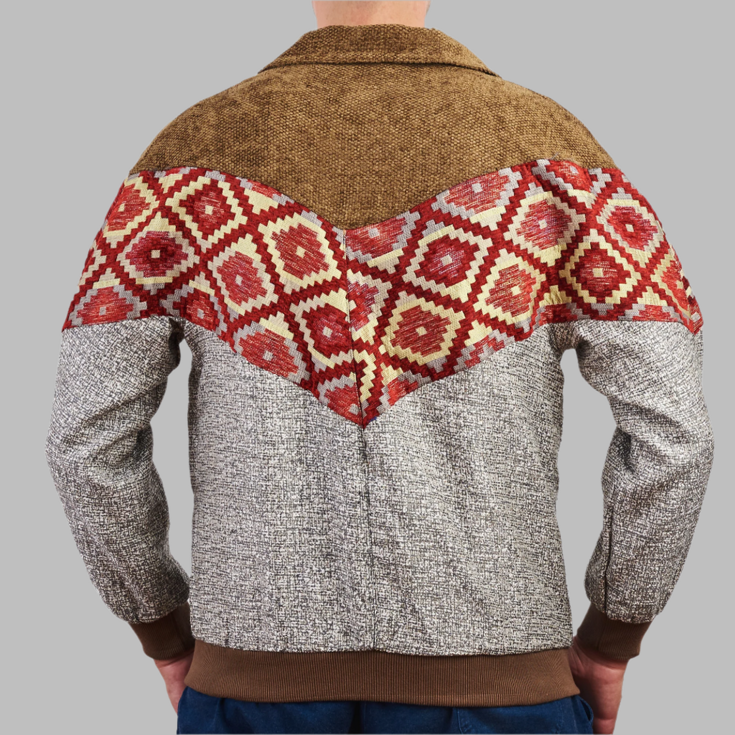 Zabazar Kilim Bomber Patchwork Jacket Patchwork Motifs pattern coat, Hand Quilted Sustainable jacket, Size L, Bomber Jacket, Upcycled vintage Jacket. 100% cotton one of a kind Original Zabazar Product.