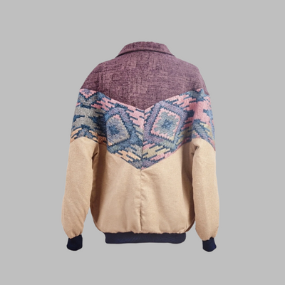 Kilim Bomber Patchwork Jacket Zabazar Jacket description Patchwork Motifs pattern coat, Hand Quilted Sustainable Jacket, Size L , Bomber Jacket, Upcycled vintage Jacket. 100% cotton one of a kind Original Zabazar Product.