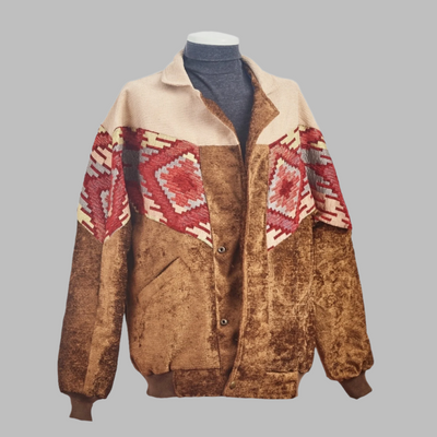 Jacket description Patchwork Aztec Navajo jacket, Hand Quilted Sustainable Jacket, Size L , Corduroy Bomber Jacket, Upcycled Aztec Jacket. 100% cotton Jajim hash brownies bomber jacket brown 