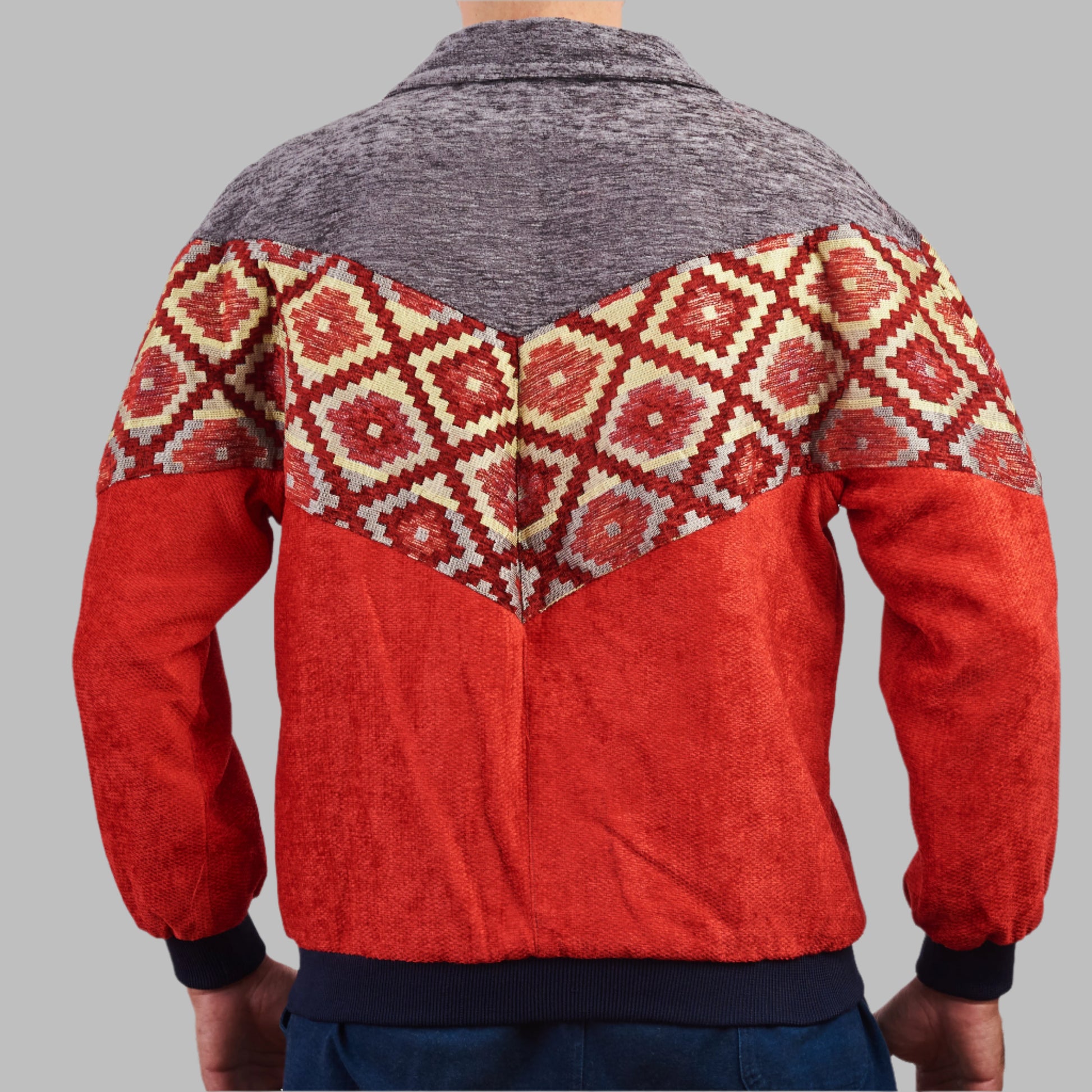 Zabazar Kilim Bomber Patchwork Jacket Patchwork Motifs pattern coat, Hand Quilted Sustainable jacket, Size L, Bomber Jacket, Upcycled vintage Jacket. 100% cotton one of a kind Original Zabazar Product.